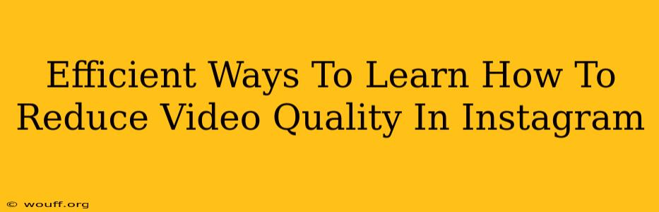 Efficient Ways To Learn How To Reduce Video Quality In Instagram