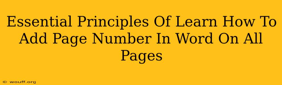 Essential Principles Of Learn How To Add Page Number In Word On All Pages