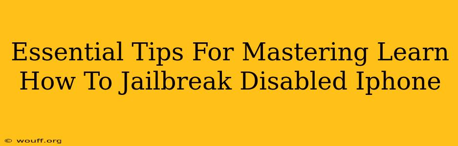 Essential Tips For Mastering Learn How To Jailbreak Disabled Iphone