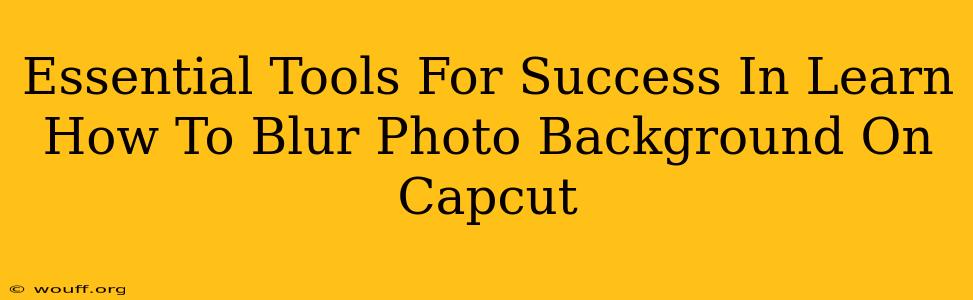 Essential Tools For Success In Learn How To Blur Photo Background On Capcut