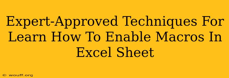 Expert-Approved Techniques For Learn How To Enable Macros In Excel Sheet