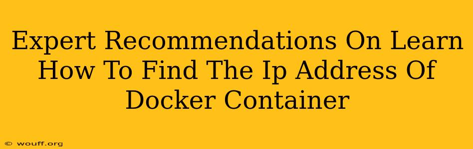 Expert Recommendations On Learn How To Find The Ip Address Of Docker Container