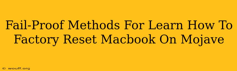 Fail-Proof Methods For Learn How To Factory Reset Macbook On Mojave