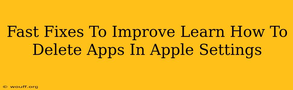 Fast Fixes To Improve Learn How To Delete Apps In Apple Settings