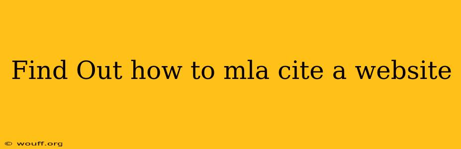 Find Out how to mla cite a website