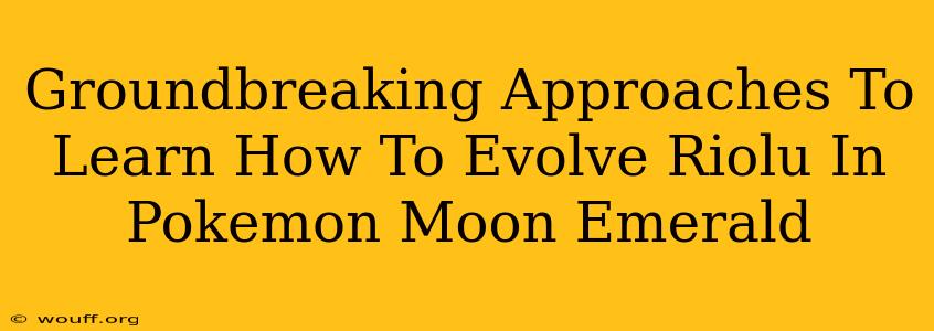 Groundbreaking Approaches To Learn How To Evolve Riolu In Pokemon Moon Emerald