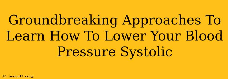 Groundbreaking Approaches To Learn How To Lower Your Blood Pressure Systolic