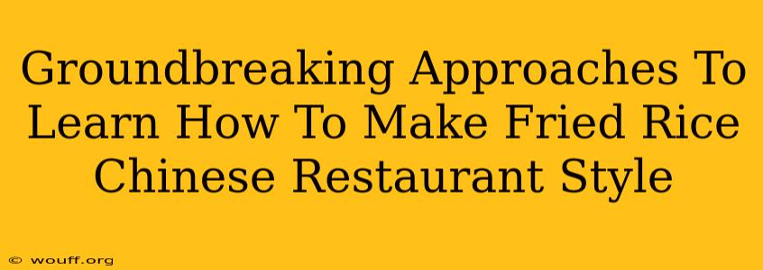 Groundbreaking Approaches To Learn How To Make Fried Rice Chinese Restaurant Style