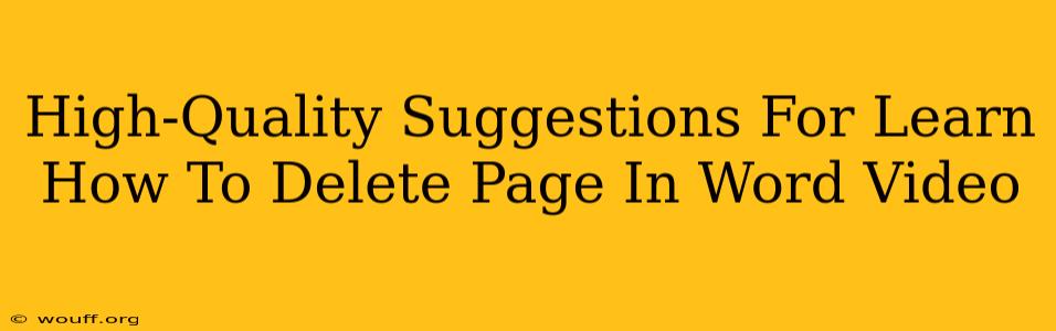 High-Quality Suggestions For Learn How To Delete Page In Word Video