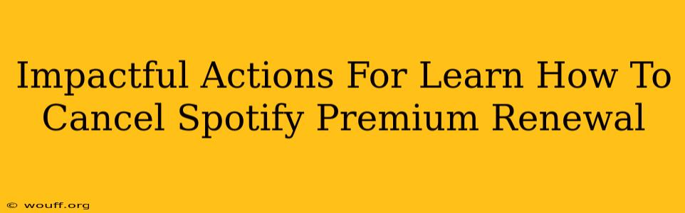 Impactful Actions For Learn How To Cancel Spotify Premium Renewal