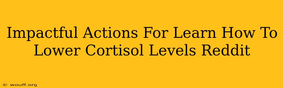 Impactful Actions For Learn How To Lower Cortisol Levels Reddit