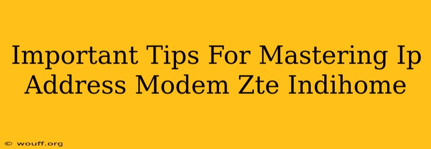 Important Tips For Mastering Ip Address Modem Zte Indihome