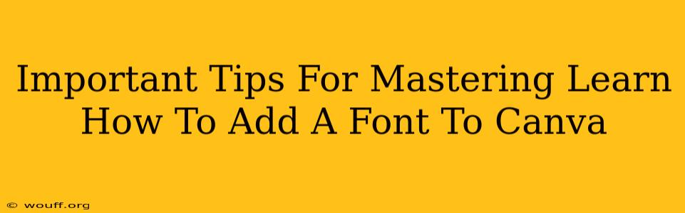 Important Tips For Mastering Learn How To Add A Font To Canva