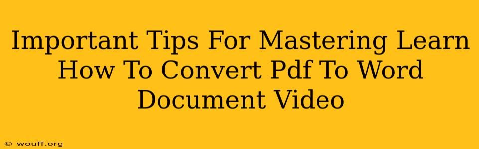 Important Tips For Mastering Learn How To Convert Pdf To Word Document Video