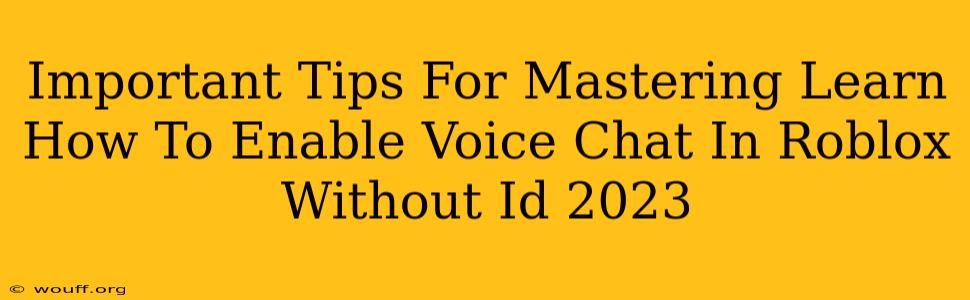 Important Tips For Mastering Learn How To Enable Voice Chat In Roblox Without Id 2023