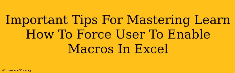 Important Tips For Mastering Learn How To Force User To Enable Macros In Excel