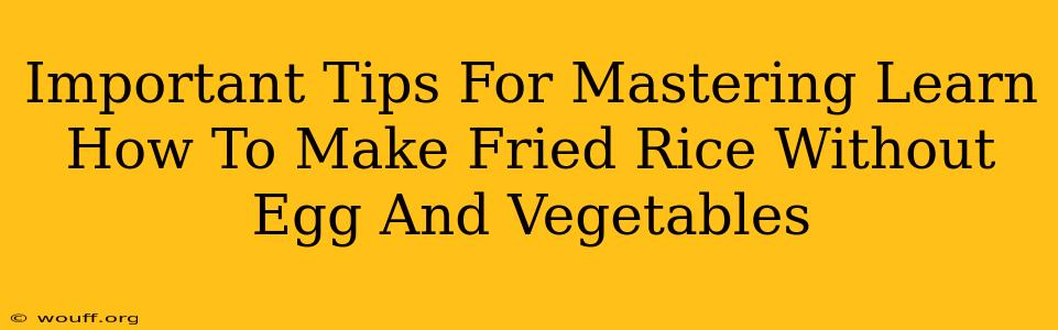 Important Tips For Mastering Learn How To Make Fried Rice Without Egg And Vegetables