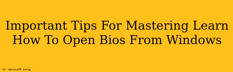 Important Tips For Mastering Learn How To Open Bios From Windows