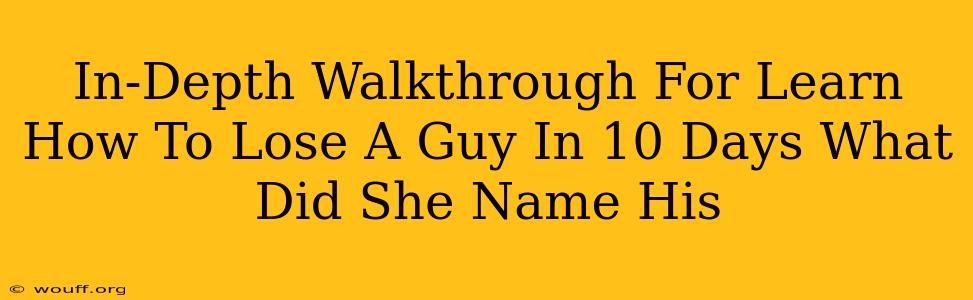 In-Depth Walkthrough For Learn How To Lose A Guy In 10 Days What Did She Name His