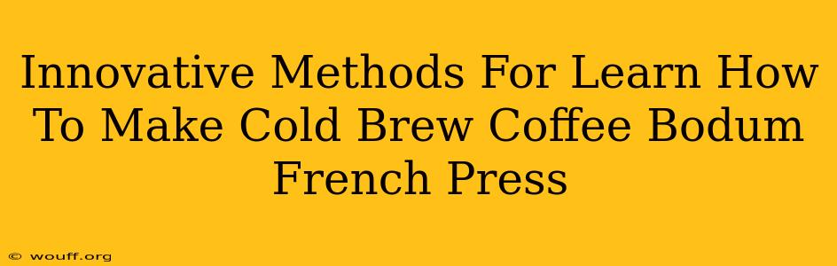 Innovative Methods For Learn How To Make Cold Brew Coffee Bodum French Press