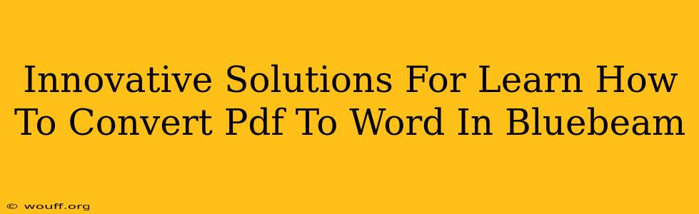 Innovative Solutions For Learn How To Convert Pdf To Word In Bluebeam