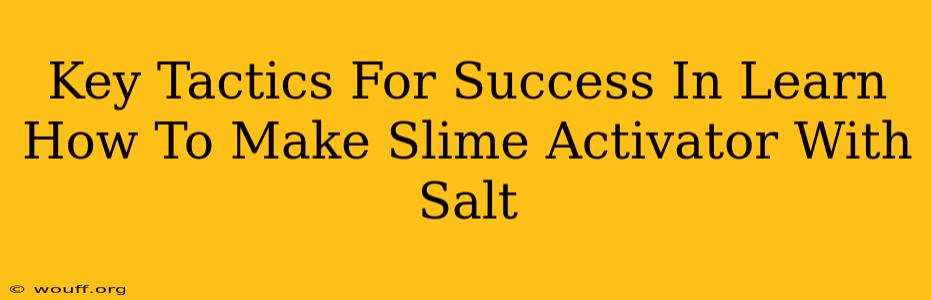 Key Tactics For Success In Learn How To Make Slime Activator With Salt