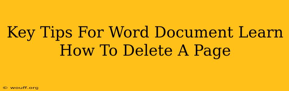 Key Tips For Word Document Learn How To Delete A Page