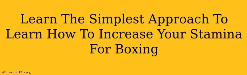 Learn The Simplest Approach To Learn How To Increase Your Stamina For Boxing