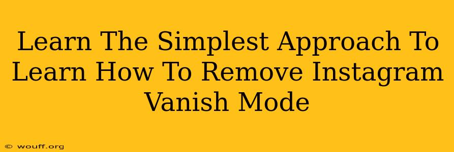 Learn The Simplest Approach To Learn How To Remove Instagram Vanish Mode