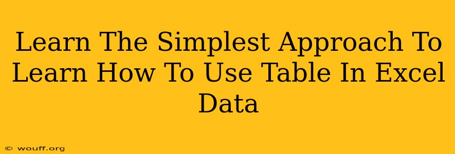 Learn The Simplest Approach To Learn How To Use Table In Excel Data