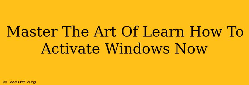 Master The Art Of Learn How To Activate Windows Now