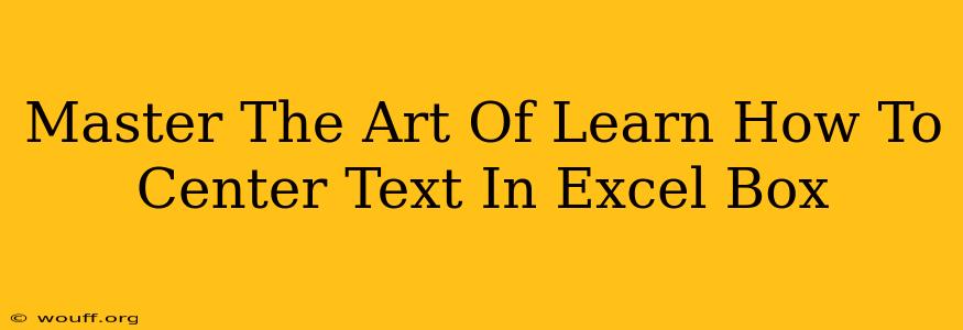 Master The Art Of Learn How To Center Text In Excel Box