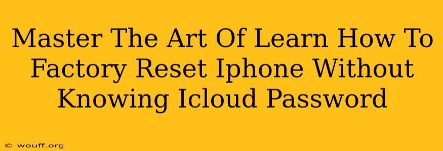 Master The Art Of Learn How To Factory Reset Iphone Without Knowing Icloud Password