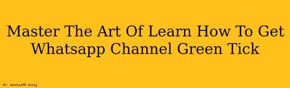 Master The Art Of Learn How To Get Whatsapp Channel Green Tick