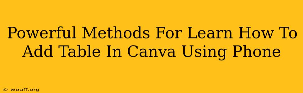 Powerful Methods For Learn How To Add Table In Canva Using Phone