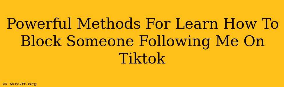 Powerful Methods For Learn How To Block Someone Following Me On Tiktok