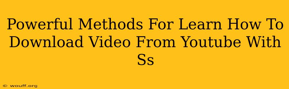 Powerful Methods For Learn How To Download Video From Youtube With Ss