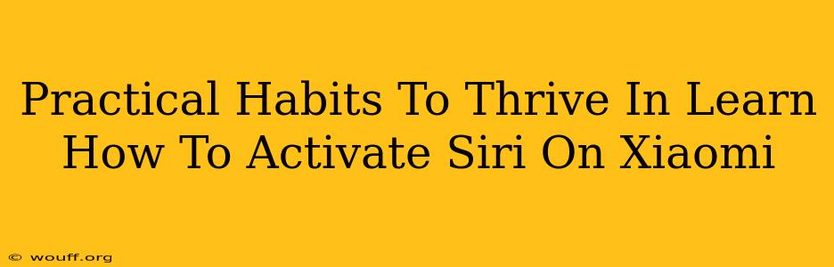 Practical Habits To Thrive In Learn How To Activate Siri On Xiaomi