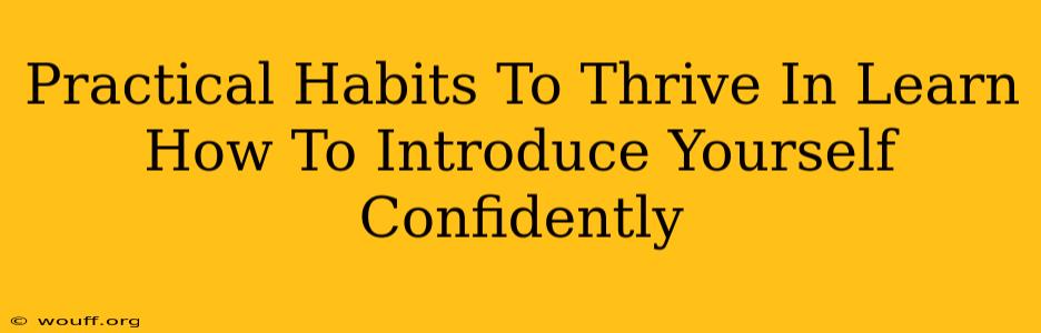 Practical Habits To Thrive In Learn How To Introduce Yourself Confidently