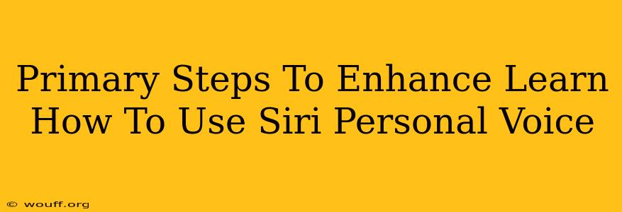 Primary Steps To Enhance Learn How To Use Siri Personal Voice