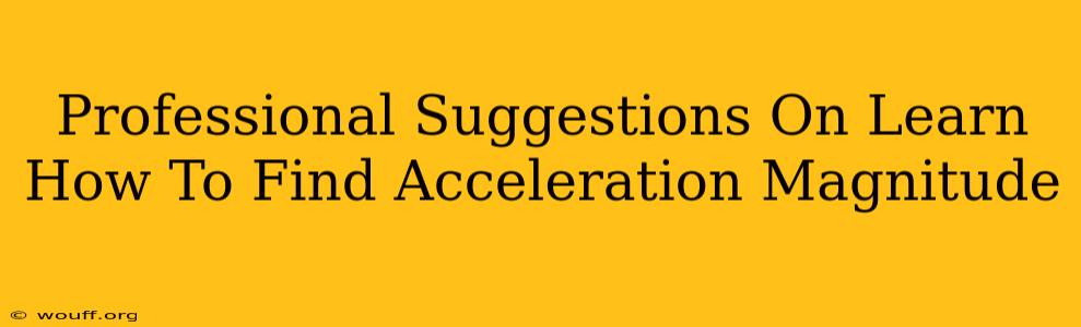 Professional Suggestions On Learn How To Find Acceleration Magnitude