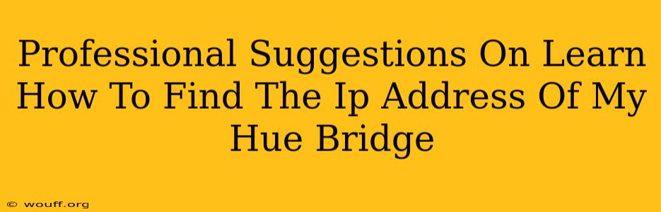 Professional Suggestions On Learn How To Find The Ip Address Of My Hue Bridge