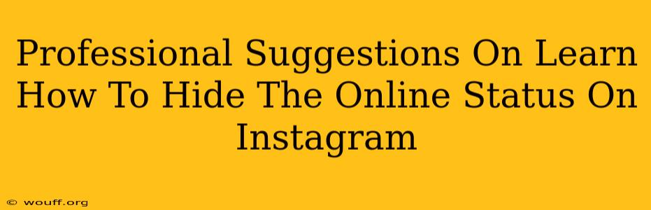 Professional Suggestions On Learn How To Hide The Online Status On Instagram