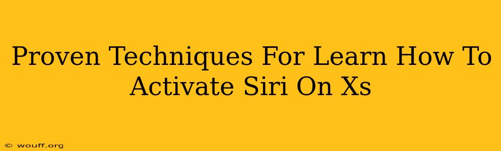 Proven Techniques For Learn How To Activate Siri On Xs