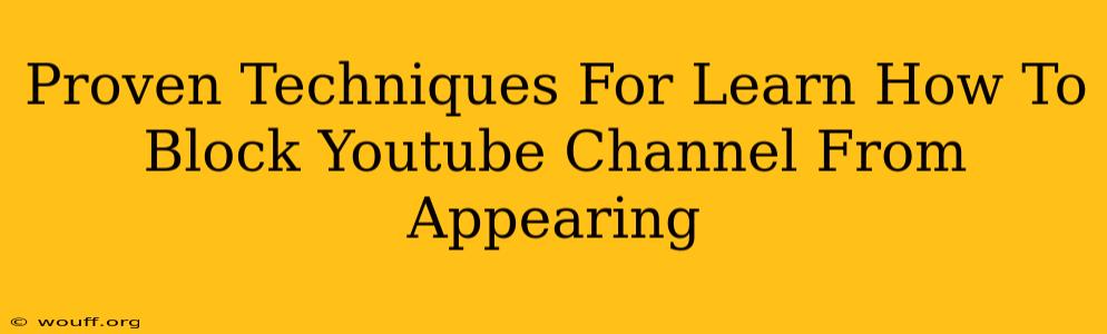 Proven Techniques For Learn How To Block Youtube Channel From Appearing