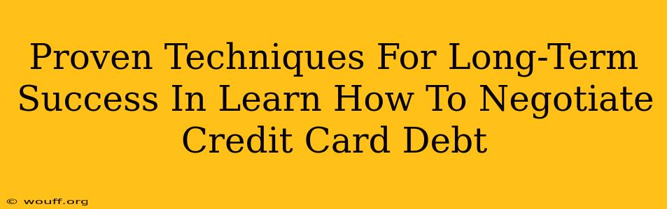 Proven Techniques For Long-Term Success In Learn How To Negotiate Credit Card Debt