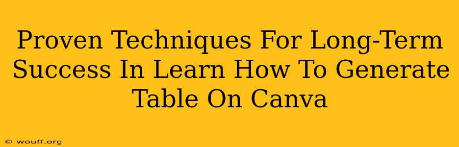 Proven Techniques For Long-Term Success In Learn How To Generate Table On Canva