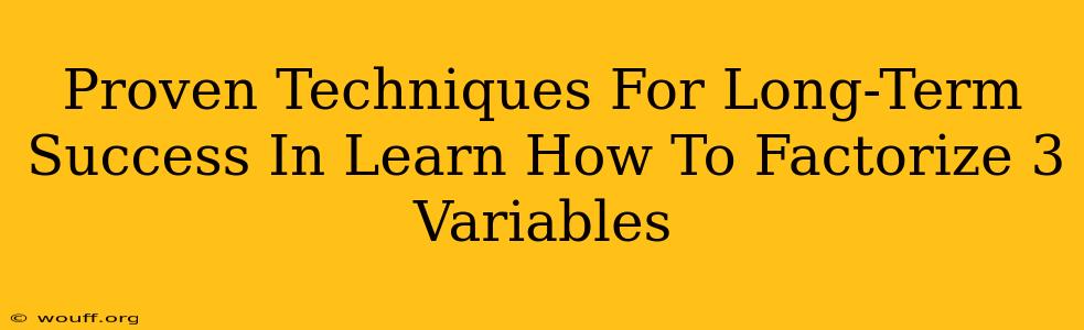 Proven Techniques For Long-Term Success In Learn How To Factorize 3 Variables