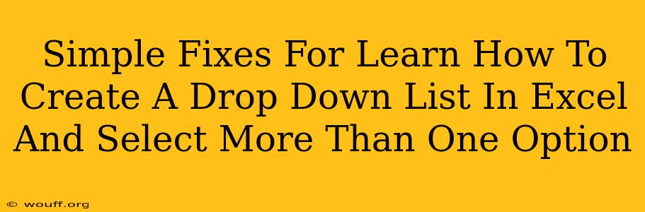 Simple Fixes For Learn How To Create A Drop Down List In Excel And Select More Than One Option