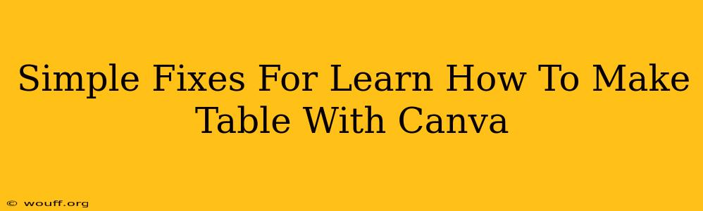 Simple Fixes For Learn How To Make Table With Canva